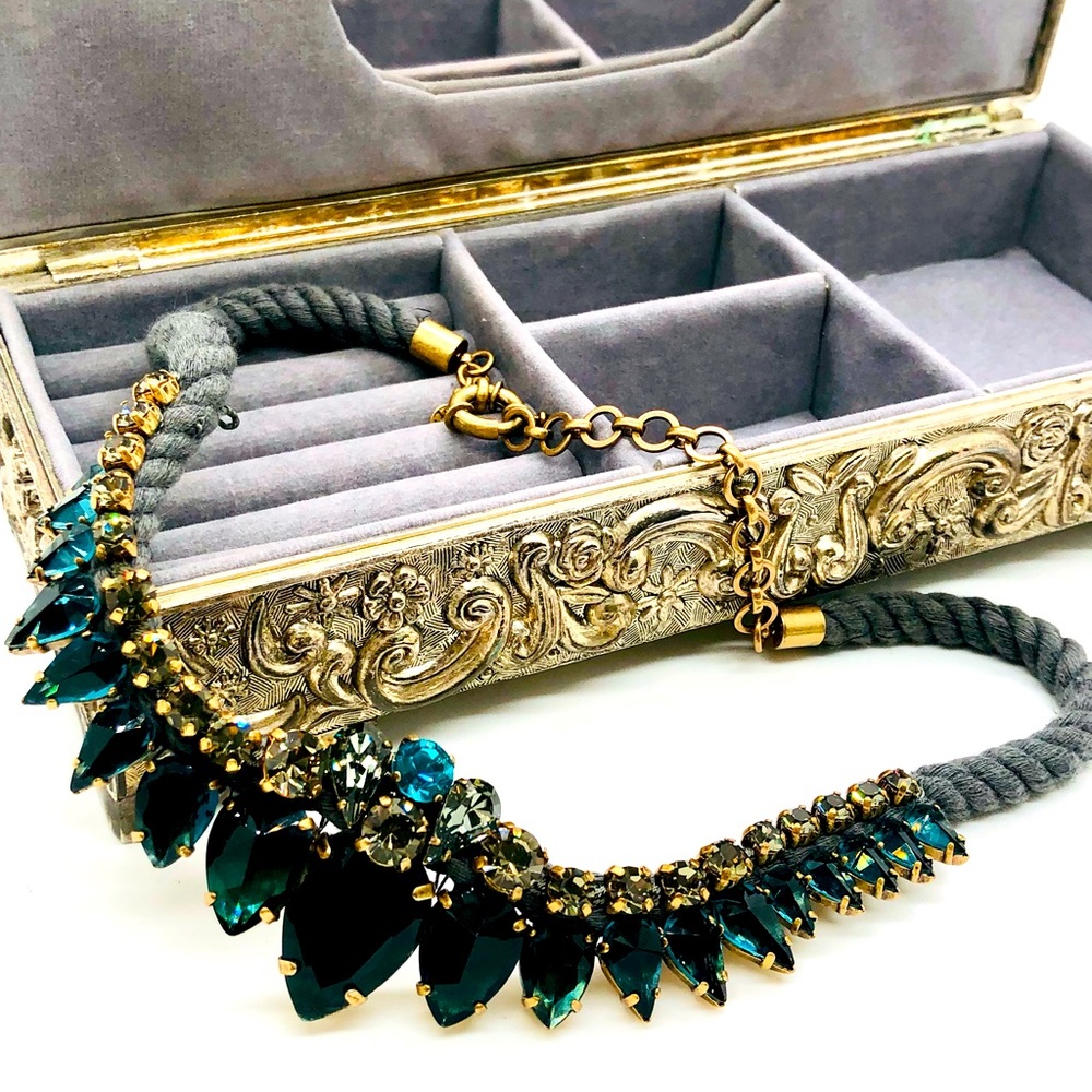 Vintage J.Crew Rope Crystal Necklace !